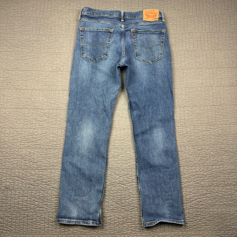 Levis 514 Straight Fit Jeans Men 32x30 Blue Medium Wash Denim Stretch Faded - Picture 4 of 12